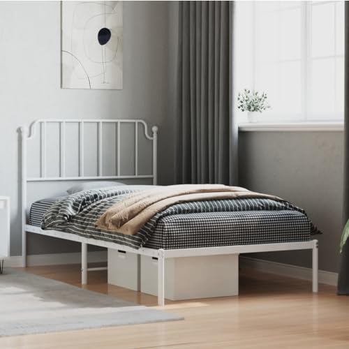 ShCuShan Bettgestell mit Kopfteil aus Metall, weiß, 100 x 190 cm, für Doppelbett, elegantes Kopfteil aus Metall, rustikaler und moderner Stil ShCuShan Bettgestell mit Kopfteil aus Metall, weiß, 100 x 190 cm, für Doppelbett, elegantes Kopfteil aus Metall, rustikaler und moderner Stil von ShCuShan