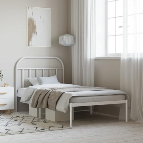 ShCuShan Bettgestell mit Kopfteil aus Metall, weiß, 107 x 203 cm, Gestell für Doppelbett, elegantes Kopfteil aus Metall, rustikaler und moderner Stil ShCuShan Bettgestell mit Kopfteil aus Metall, weiß, 107 x 203 cm, Gestell für Doppelbett, elegantes Kopfteil aus Metall, rustikaler und moderner Stil von ShCuShan