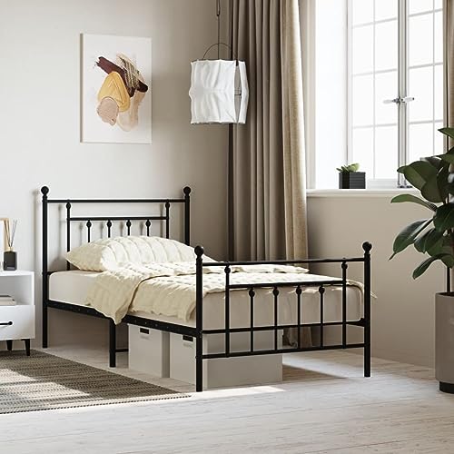 ShCuShan Bettgestell mit Kopfteil und Fußteil, Metall, schwarz, 100 x 190 cm, für Doppelbett, elegantes Kopfteil aus Metall, rustikaler und moderner Stil ShCuShan Bettgestell mit Kopfteil und Fußteil, Metall, schwarz, 100 x 190 cm, für Doppelbett, elegantes Kopfteil aus Metall, rustikaler und moderner Stil von ShCuShan
