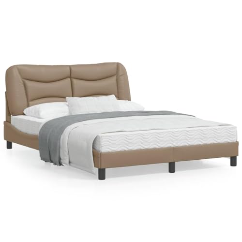 ShCuShan Bettgestell mit LED-Lichtern, Cappuccino, 140 x 200 cm, aus Kunstleder, gepolstertes Bett mit LED-Beleuchtung, modernes Bett, Kunstleder, mit Lattenrost aus Holz ShCuShan Bettgestell mit LED-Lichtern, Cappuccino, 140 x 200 cm, aus Kunstleder, gepolstertes Bett mit LED-Beleuchtung, modernes Bett, Kunstleder, mit Lattenrost aus Holz von ShCuShan