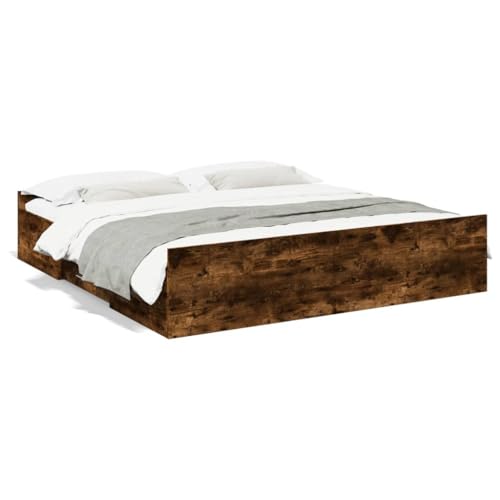 ShCuShan Bettgestell mit Schubladen, Eichenholz, 200 x 200 cm, mehrschichtiges Holz, Bett mit Kopfteil und Schubladen, Bettgestell und Lattenrost aus Holz ShCuShan Bettgestell mit Schubladen, Eichenholz, 200 x 200 cm, mehrschichtiges Holz, Bett mit Kopfteil und Schubladen, Bettgestell und Lattenrost aus Holz von ShCuShan