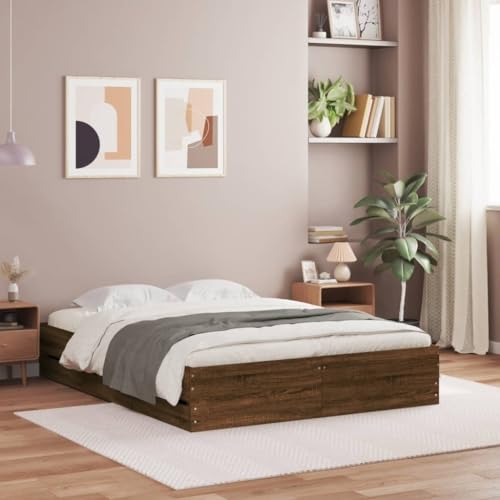ShCuShan Bettgestell mit Schubladen aus brauner Eiche, 120 x 190 cm, aus mehrschichtigem Holz, Bett mit Kopfteil und Schubladen, Bettgestell und Lattenrost aus Holz ShCuShan Bettgestell mit Schubladen aus brauner Eiche, 120 x 190 cm, aus mehrschichtigem Holz, Bett mit Kopfteil und Schubladen, Bettgestell und Lattenrost aus Holz von ShCuShan
