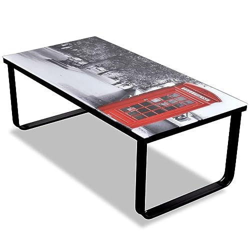 ShCuShan Couchtisch mit Aufdruck einer Telefonzelle, Oberseite aus Glas, Couchtisch, Wohnzimmer, kleiner Couchtisch, Retro ShCuShan Couchtisch mit Aufdruck einer Telefonzelle, Oberseite aus Glas, Couchtisch, Wohnzimmer, kleiner Couchtisch, Retro von ShCuShan