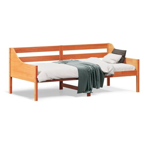 ShCuShan Dormeuse Braun Wachs 90 x 190 cm aus massivem Kiefernholz, Sofabett, Gästebett, Funktionsbett mit Stauraum von ShCuShan