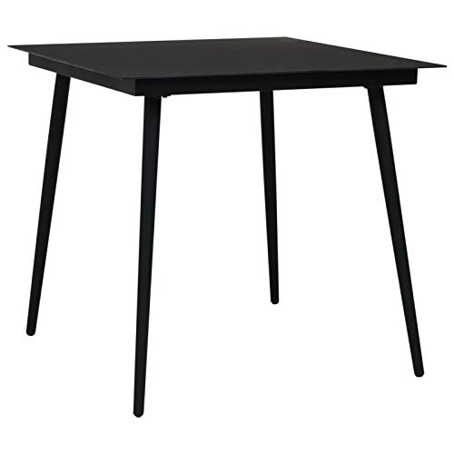 ShCuShan Gartentisch, schwarz, 80 x 80 x 74 cm, aus Stahl und Glas, rechteckiger Tisch, Gestell aus Metall, Tischplatte in Holzoptik, für den Garten ShCuShan Gartentisch, schwarz, 80 x 80 x 74 cm, aus Stahl und Glas, rechteckiger Tisch, Gestell aus Metall, Tischplatte in Holzoptik, für den Garten von ShCuShan