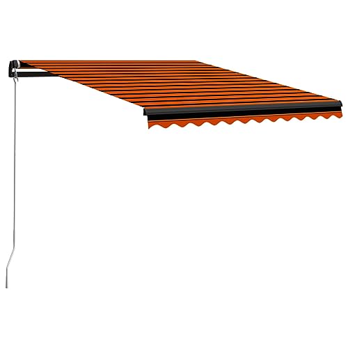 ShCuShan Gelenkarmmarkise mit LED 300x250 cm Balkon Sonnenschutz Balkon Klemmmarkise Markisenbeleuchtung Gartenmarkise Orange und Braun von ShCuShan