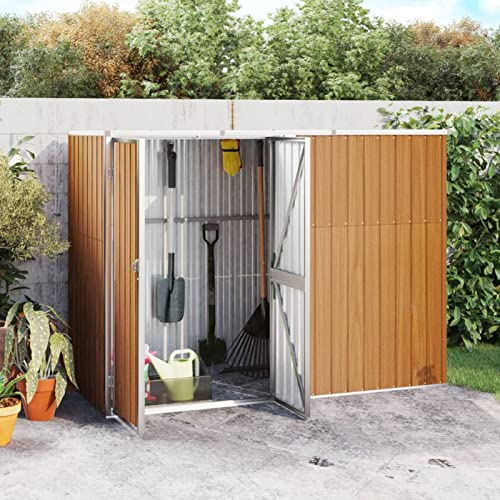 ShCuShan Geräteschuppen Braun 225x89x161 cm GartengeräTehaus Garden Shed GeräTeschrank Garten Storage Sheds GeräTehauser Verzinkter Stahl von ShCuShan