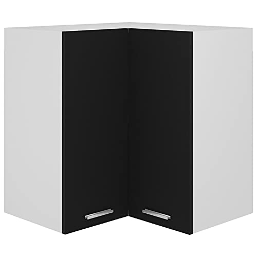 ShCuShan Hängeschrank Eckschrank schwarz 57 x 57 x 60 cm Spanplatte Wandaufbewahrung Schrank von ShCuShan