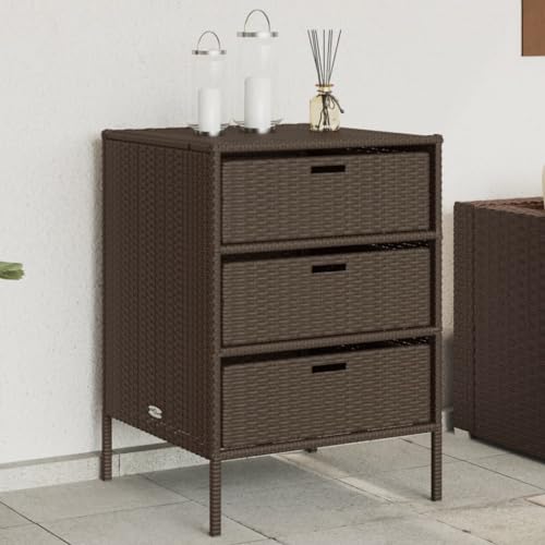 ShCuShan Harzschrank mit zwei Türen, für den Innen- und Außenbereich, Gartenschrank, braun, 55 x 59 x 80 cm, Polyrattan von ShCuShan