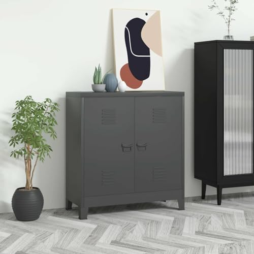 ShCuShan Industrieller Aktenschrank, Anthrazit, 90 x 40 x 100 cm, aus Stahl, mit Schloss, strukturierte Oberfläche, für Format A4 und Brief, Studio ShCuShan Industrieller Aktenschrank, Anthrazit, 90 x 40 x 100 cm, aus Stahl, mit Schloss, strukturierte Oberfläche, für Format A4 und Brief, Studio von ShCuShan
