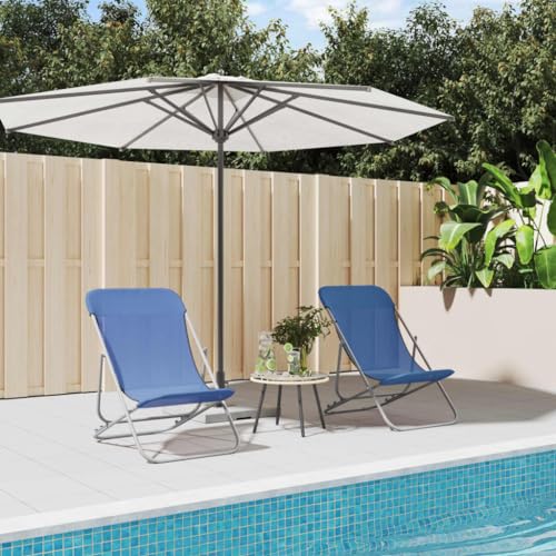 ShCuShan Klappstühle 2 Stück Blau aus Textilene und lackiertem Stahl, Klappstühle aus Holz, zusammenklappbar, für Camping, Gäste, Haus, Catering von ShCuShan