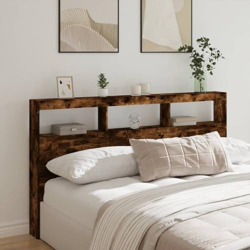 ShCuShan Kopfteil mit Aufbewahrungsbox, LED, Eichengrau, 180 x 17 x 102 cm, Kopfteil, Kopfteil und Nachttisch, Kopfteil mit Stauraum, Kopfteil für Doppelbett ShCuShan Kopfteil mit Aufbewahrungsbox, LED, Eichengrau, 180 x 17 x 102 cm, Kopfteil, Kopfteil und Nachttisch, Kopfteil mit Stauraum, Kopfteil für Doppelbett von ShCuShan