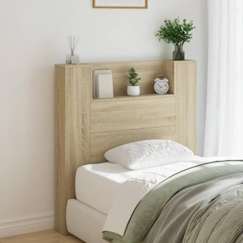 ShCuShan Kopfteil mit Aufbewahrungsbox, LED, Sonoma-Eiche, 100 x 16,5 x 103,5 cm, Kopfteil, Kopfteil und Nachttisch, Kopfteil mit Stauraum, Kopfteil für Doppelbett ShCuShan Kopfteil mit Aufbewahrungsbox, LED, Sonoma-Eiche, 100 x 16,5 x 103,5 cm, Kopfteil, Kopfteil und Nachttisch, Kopfteil mit Stauraum, Kopfteil für Doppelbett von ShCuShan