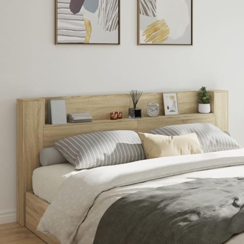 ShCuShan Kopfteil mit Aufbewahrungsbox, LED, Sonoma-Eiche, 220 x 16,5 x 103,5 cm, Kopfteil, Kopfteil und Nachttisch, Kopfteil mit Stauraum, Kopfteil für Doppelbett ShCuShan Kopfteil mit Aufbewahrungsbox, LED, Sonoma-Eiche, 220 x 16,5 x 103,5 cm, Kopfteil, Kopfteil und Nachttisch, Kopfteil mit Stauraum, Kopfteil für Doppelbett von ShCuShan