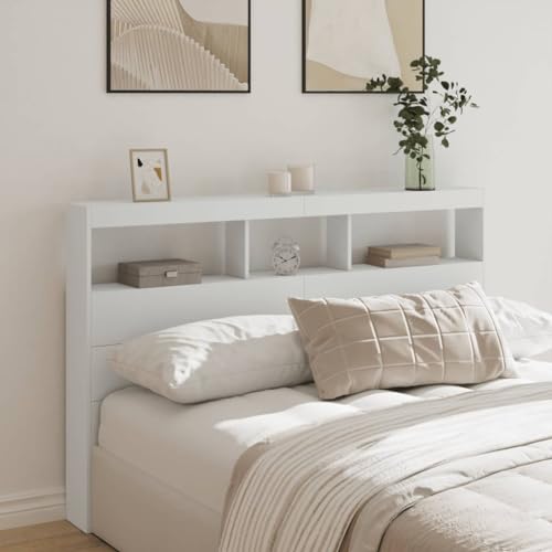 ShCuShan Kopfteil mit Aufbewahrungsbox, LED, weiß, 160 x 17 x 102 cm, Kopfteil, Kopfteil und Nachttisch, Kopfteil mit Stauraum, Kopfteil für Doppelbett ShCuShan Kopfteil mit Aufbewahrungsbox, LED, weiß, 160 x 17 x 102 cm, Kopfteil, Kopfteil und Nachttisch, Kopfteil mit Stauraum, Kopfteil für Doppelbett von ShCuShan