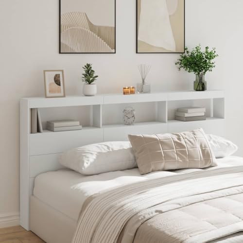 ShCuShan Kopfteil mit Aufbewahrungsbox, LED, weiß, 200 x 17 x 102 cm, Kopfteil, Kopfteil und Nachttisch, Kopfteil mit Stauraum, Kopfteil für Doppelbett ShCuShan Kopfteil mit Aufbewahrungsbox, LED, weiß, 200 x 17 x 102 cm, Kopfteil, Kopfteil und Nachttisch, Kopfteil mit Stauraum, Kopfteil für Doppelbett von ShCuShan