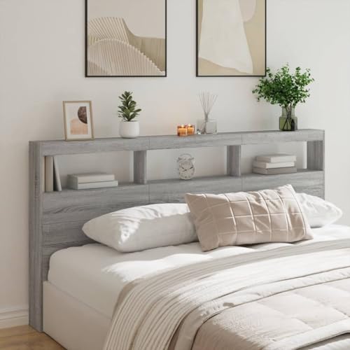 ShCuShan Kopfteil mit Aufbewahrungsbox, Sonoma-Grau, 200 x 17 x 102 cm, Kopfteil, Kopfteil und Nachttisch, Kopfteil mit Stauraum, Kopfteil für Doppelbett ShCuShan Kopfteil mit Aufbewahrungsbox, Sonoma-Grau, 200 x 17 x 102 cm, Kopfteil, Kopfteil und Nachttisch, Kopfteil mit Stauraum, Kopfteil für Doppelbett von ShCuShan