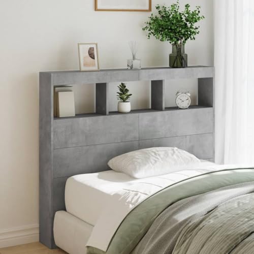 ShCuShan Kopfteil mit Aufbewahrungsbox aus LED, betongrau, 120 x 17 x 102 cm, Kopfteil, Kopfteil und Nachttisch, Kopfteil mit Stauraum, Kopfteil für Doppelbett ShCuShan Kopfteil mit Aufbewahrungsbox aus LED, betongrau, 120 x 17 x 102 cm, Kopfteil, Kopfteil und Nachttisch, Kopfteil mit Stauraum, Kopfteil für Doppelbett von ShCuShan