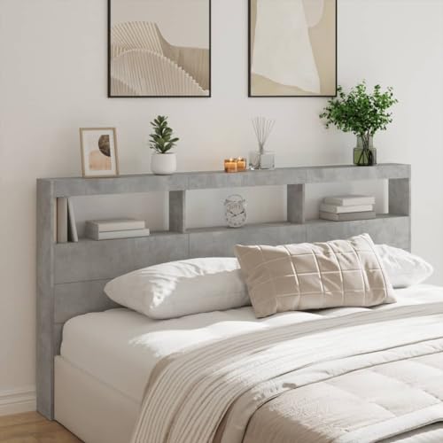 ShCuShan Kopfteil mit Aufbewahrungsbox aus LED, betongrau, 200 x 17 x 102 cm, Kopfteil, Kopfteil und Nachttisch, Kopfteil mit Stauraum, Kopfteil für Doppelbett ShCuShan Kopfteil mit Aufbewahrungsbox aus LED, betongrau, 200 x 17 x 102 cm, Kopfteil, Kopfteil und Nachttisch, Kopfteil mit Stauraum, Kopfteil für Doppelbett von ShCuShan