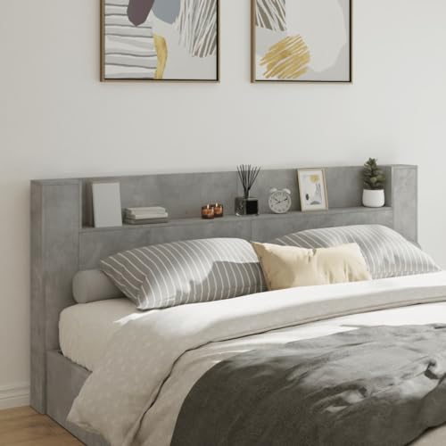 ShCuShan Kopfteil mit Aufbewahrungsbox aus LED, betongrau, 220 x 16,5 x 103,5 cm, Kopfteil, Kopfteil und Nachttisch, Kopfteil mit Stauraum, Kopfteil für Doppelbett ShCuShan Kopfteil mit Aufbewahrungsbox aus LED, betongrau, 220 x 16,5 x 103,5 cm, Kopfteil, Kopfteil und Nachttisch, Kopfteil mit Stauraum, Kopfteil für Doppelbett von ShCuShan