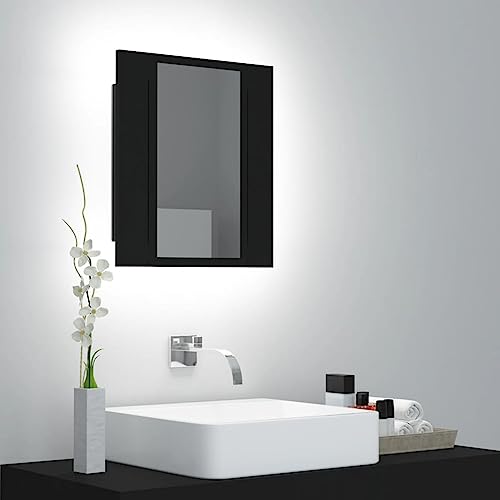 ShCuShan LED-Bad-Spiegelschrank Schwarz 40x12x45 cm Acryl Spiegelschrank Bad Mit Beleuchtung Alibertschrank Bad Mit Beleuchtung Bathroom Mirror Cabinet von ShCuShan