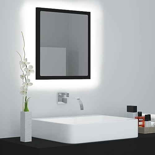 ShCuShan LED-Badspiegel Schwarz 40x8,5x37 cm Acryl Badspiegel Mit Beleuchtung Spiegel Bad Mit Beleuchtung Spiegel Mit LED von ShCuShan