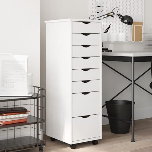 ShCuShan MOSS Drehbarer Schrank mit Schubladen, weiß, Massivholz, Kiefer, Büroschrank mit Schloss und strukturierter Oberfläche, für Format A4 und Brief, Studio ShCuShan MOSS Drehbarer Schrank mit Schubladen, weiß, Massivholz, Kiefer, Büroschrank mit Schloss und strukturierter Oberfläche, für Format A4 und Brief, Studio von ShCuShan