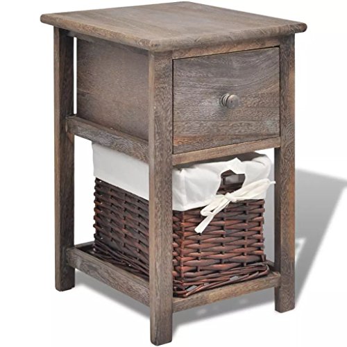 ShCuShan Nachttisch Night Stand Nachttischschrank Beistelltisch Bedside Table Nachtschrank Holz Braun von ShCuShan