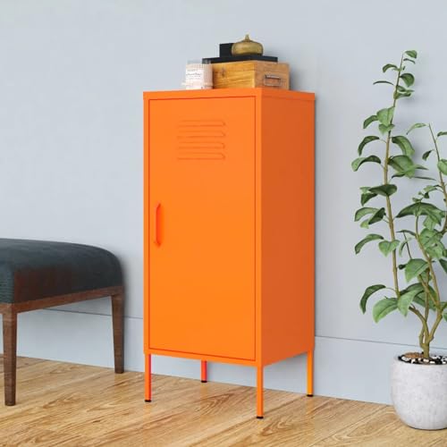 ShCuShan Orangefarbener Schrank 42,5 x 35 x 101,5 cm aus Stahl, Büroschrank mit Schloss, strukturierte Oberfläche, für Format A4 und Brief, Studio ShCuShan Orangefarbener Schrank 42,5 x 35 x 101,5 cm aus Stahl, Büroschrank mit Schloss, strukturierte Oberfläche, für Format A4 und Brief, Studio von ShCuShan