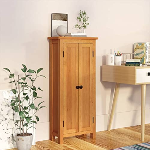 ShCuShan Schrank 50 x 22 x 110 cm aus massivem Eichenholz, hohe Anrichte für Küche, modernes Wohnzimmer, Anrichte mit Vitrine von ShCuShan