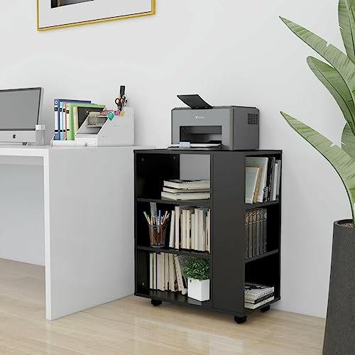 ShCuShan Schrank mit Rollen, schwarz, 60 x 35 x 75 cm, aus mehrschichtigem Holz, Büroschrank für Schreibtisch aus Holz von ShCuShan