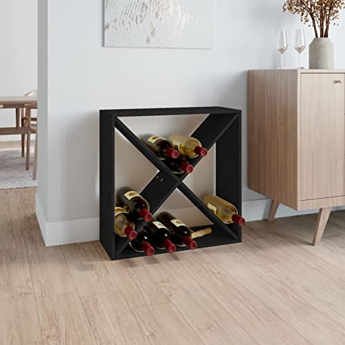 ShCuShan Schwarzes Weinregal 62 x 25 x 62 cm aus massivem Kiefernholz, Flaschenregal für Weinflaschen und Gläser, Getränkehalter, Weinregal für Küche, Bar, Esszimmer ShCuShan Schwarzes Weinregal 62 x 25 x 62 cm aus massivem Kiefernholz, Flaschenregal für Weinflaschen und Gläser, Getränkehalter, Weinregal für Küche, Bar, Esszimmer von ShCuShan