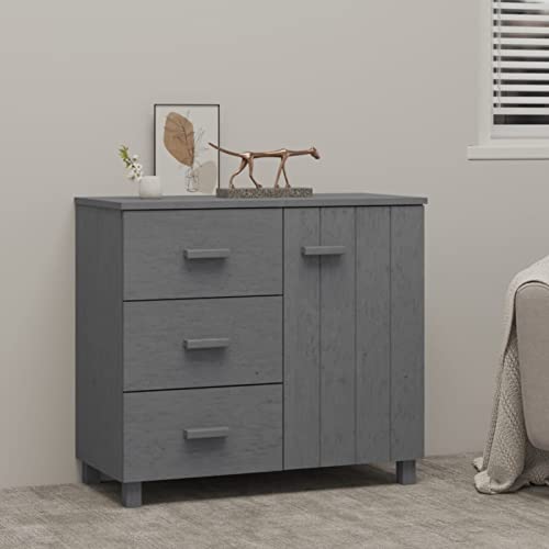 ShCuShan Sideboard HAMAR Dunkelgrau 90x40x80 cm Sideboard Wohnzimmer Flurschrank SchräNkchen MöBel SchräNke Sideboard Massivholz Kiefer von ShCuShan
