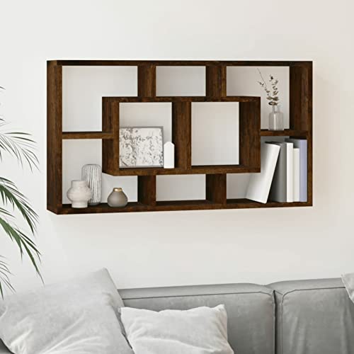 ShCuShan Wandregal mit 8 Fächern, Eiche Rauch, Wandregal, Wandregal, für Bilderrahmen, Dekoration, Wohnzimmer, Arbeitszimmer, Küche ShCuShan Wandregal mit 8 Fächern, Eiche Rauch, Wandregal, Wandregal, für Bilderrahmen, Dekoration, Wohnzimmer, Arbeitszimmer, Küche von ShCuShan