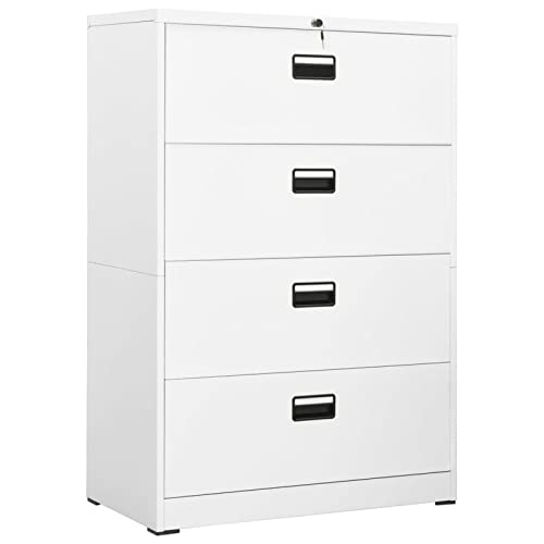 ShCuShan Weißer Aktenschrank 90 x 46 x 134 cm aus Stahl, Büroschrank mit Schloss, strukturierte Oberfläche, für Format A4 und Brief, Studio ShCuShan Weißer Aktenschrank 90 x 46 x 134 cm aus Stahl, Büroschrank mit Schloss, strukturierte Oberfläche, für Format A4 und Brief, Studio von ShCuShan