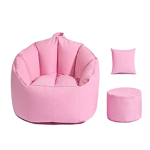 Lazy Sitzsack-Stuhlbezug, Sessel aus ultraweichem Teddy-Stoff, (ohne Füllstoff), Kürbis-Optik, weicher, hochwertiger, Stopfbarer Sitzsack-Stuhlbezug, auslaufsicherer Möbelschutz,Rosa von ShEyle