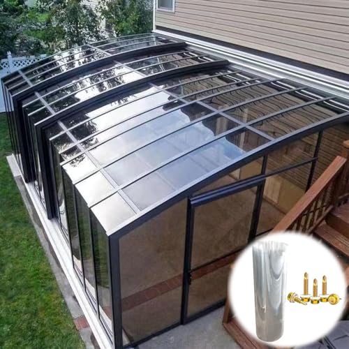 Platte Polycarbonat UV-beständig Klar Gewächshausplatten Dach Platten,Vordach für Garten Carports,Überdachung Sonnenschutz Regenschutz,Leicht zu Biegen,mit Schrauben,Anpassbar (1 * 2m) von ShEyle