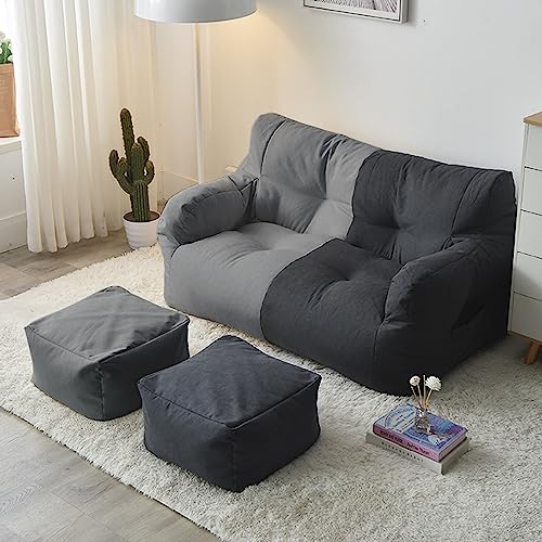 ShEyle Giant Sitzsackbezug, ohne Füllung Lazy Sitzsack Stuhlbezug Bean Bag Chair Cover Lazy Sofa Bean Bag Soft Toy für Outdoor & Indoor Gaming Entspannen 120x60cm,Light Gray+Dark Gray von ShEyle