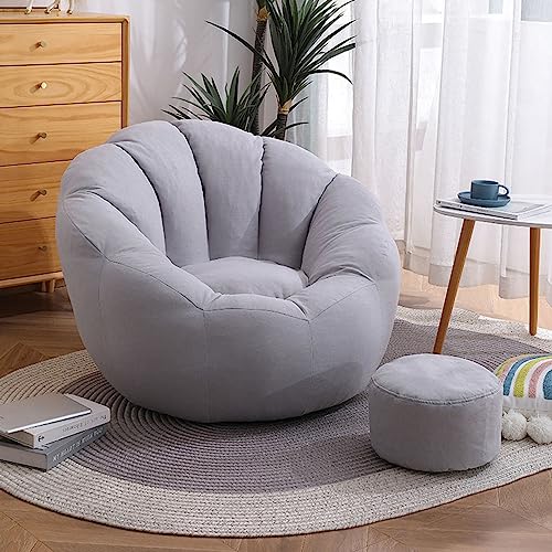 ShEyle Lazy Lounger Sitzsack Stuhlbezug, Sitzsackbezug ohne Füllung, Waschbar, Ultraweicher Cord-Sitzsackbezug für Stofftiere und Memory-Schaumstoff-Sitzsäcke,Grau,L von ShEyle