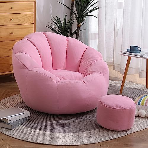 ShEyle Lazy Lounger Sitzsack Stuhlbezug, Sitzsackbezug ohne Füllung, Waschbar, Ultraweicher Cord-Sitzsackbezug für Stofftiere und Memory-Schaumstoff-Sitzsäcke,Rosa,L von ShEyle