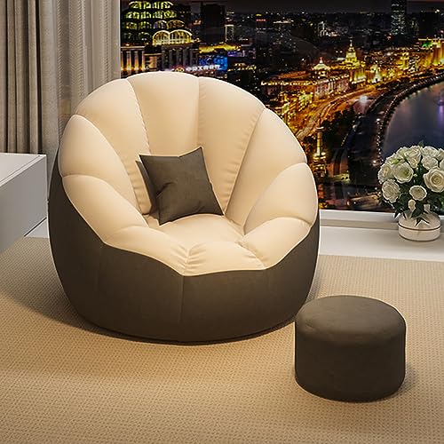 ShEyle Soft Bean Bag Cover, Sitzsackbezug ohne Füllung, Sofa Lazy Sack Bean Bag Chair Cover mit Hocker Bezug und Bequemem Kissenbezug für Erwachsene Paare,White+Gray von ShEyle