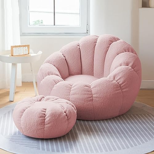 Sitzsack Stuhl, Ultraweicher Teddy Stoff Sessel, Bequemer Freizeit Sofa Stuhl für Schlafzimmer, Wohnzimmer, Wohnung, Sorgt für Komfort und Spaß im Schlafzimmer,Rosa von ShEyle