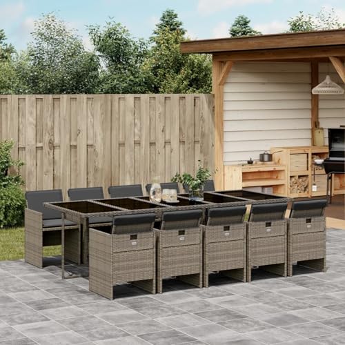 ShGaxin 11-TLG. Garten-Essgruppe mit Kissen Grau Poly Rattan, Esstisch Mit Stühlen Set, Gartenmöbel Sitzgruppe, Balkon Möbel, Gartenlounge Set, Terrassenmöbel, Balkonmöbel Set - 3210572 ShGaxin 11-TLG. Garten-Essgruppe mit Kissen Grau Poly Rattan, Esstisch Mit Stühlen Set, Gartenmöbel Sitzgruppe, Balkon Möbel, Gartenlounge Set, Terrassenmöbel, Balkonmöbel Set - 3210572 von ShGaxin