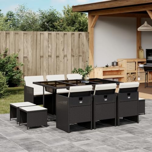 ShGaxin 11-TLG. Garten-Essgruppe mit Kissen Schwarz Poly Rattan, Esstisch Mit Stühlen Set, Gartenmöbel Sitzgruppe, Balkon Möbel, Gartenlounge Set, Terrassenmöbel, Balkonmöbel Set - 3210606 ShGaxin 11-TLG. Garten-Essgruppe mit Kissen Schwarz Poly Rattan, Esstisch Mit Stühlen Set, Gartenmöbel Sitzgruppe, Balkon Möbel, Gartenlounge Set, Terrassenmöbel, Balkonmöbel Set - 3210606 von ShGaxin