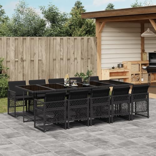 ShGaxin 11-TLG. Garten-Essgruppe mit Kissen Schwarz Poly Rattan, Esstisch Mit Stühlen Set, Gartenmöbel Sitzgruppe, Balkon Möbel, Gartenlounge Set, Terrassenmöbel, Balkonmöbel Set - 3210751 ShGaxin 11-TLG. Garten-Essgruppe mit Kissen Schwarz Poly Rattan, Esstisch Mit Stühlen Set, Gartenmöbel Sitzgruppe, Balkon Möbel, Gartenlounge Set, Terrassenmöbel, Balkonmöbel Set - 3210751 von ShGaxin