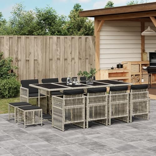ShGaxin 13-TLG. Garten-Essgruppe mit Kissen Hellgrau Poly Rattan, Esstisch Mit Stühlen Set, Gartenmöbel Sitzgruppe, Balkon Möbel, Gartenlounge Set, Terrassenmöbel, Balkonmöbel Set - 3210983 ShGaxin 13-TLG. Garten-Essgruppe mit Kissen Hellgrau Poly Rattan, Esstisch Mit Stühlen Set, Gartenmöbel Sitzgruppe, Balkon Möbel, Gartenlounge Set, Terrassenmöbel, Balkonmöbel Set - 3210983 von ShGaxin