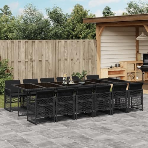 ShGaxin 13-TLG. Garten-Essgruppe mit Kissen Schwarz Poly Rattan, Esstisch Mit Stühlen Set, Gartenmöbel Sitzgruppe, Balkon Möbel, Gartenlounge Set, Terrassenmöbel, Balkonmöbel Set - 3210763 ShGaxin 13-TLG. Garten-Essgruppe mit Kissen Schwarz Poly Rattan, Esstisch Mit Stühlen Set, Gartenmöbel Sitzgruppe, Balkon Möbel, Gartenlounge Set, Terrassenmöbel, Balkonmöbel Set - 3210763 von ShGaxin