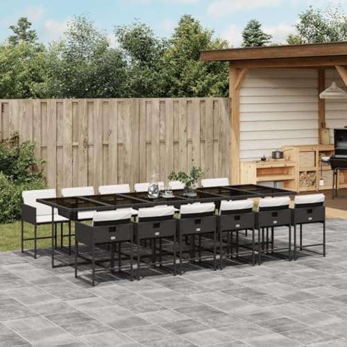 ShGaxin 13-TLG. Garten-Essgruppe mit Kissen Schwarz Poly Rattan, Esstisch Mit Stühlen Set, Gartenmöbel Sitzgruppe, Balkon Möbel, Gartenlounge Set, Terrassenmöbel, Balkonmöbel Set - 3278069 ShGaxin 13-TLG. Garten-Essgruppe mit Kissen Schwarz Poly Rattan, Esstisch Mit Stühlen Set, Gartenmöbel Sitzgruppe, Balkon Möbel, Gartenlounge Set, Terrassenmöbel, Balkonmöbel Set - 3278069 von ShGaxin