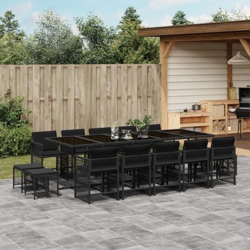 ShGaxin 15-TLG. Garten-Essgruppe mit Kissen Schwarz Poly Rattan, Esstisch Mit Stühlen Set, Gartenmöbel Sitzgruppe, Balkon Möbel, Gartenlounge Set, Terrassenmöbel, Balkonmöbel Set - 3211711 ShGaxin 15-TLG. Garten-Essgruppe mit Kissen Schwarz Poly Rattan, Esstisch Mit Stühlen Set, Gartenmöbel Sitzgruppe, Balkon Möbel, Gartenlounge Set, Terrassenmöbel, Balkonmöbel Set - 3211711 von ShGaxin