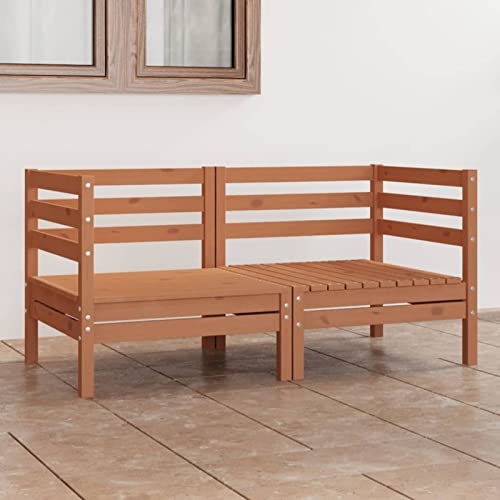 ShGaxin 2-Sitzer-Gartensofa, Gartenlounge, Garden Sofa, Balkonmöbel, Gartenmöbel, Loungemöbel, Honigbraun Massivholz Kiefer von ShGaxin
